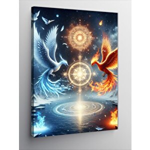 Kanvas Tablo Mavi Ve Kırmızı Anka Kuşları 70x100 cm