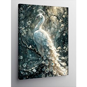 Kanvas Tablo Beyaz Tavus Kuşu 70x100 cm