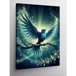 Kanvas Tablo Kanatlarını Açmış Mavi Kuş  100x140 cm