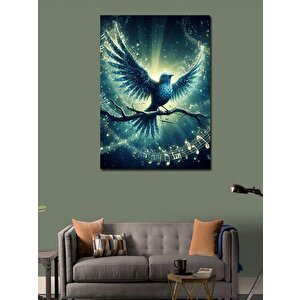 Kanvas Tablo Kanatlarını Açmış Mavi Kuş  100x140 cm
