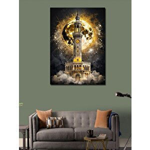 Kanvas Tablo Dolunay Ve İzmir Saat Kulesi 100x140 cm