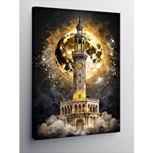 Kanvas Tablo Dolunay Ve İzmir Saat Kulesi 70x100 cm