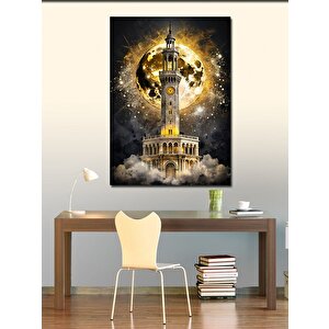 Kanvas Tablo Dolunay Ve İzmir Saat Kulesi 70x100 cm