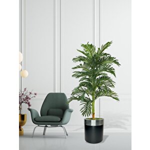Yapay Ağaç Areka 150cm Gür Yapraklı Siyah Gümüş Paslanmaz Saksıda