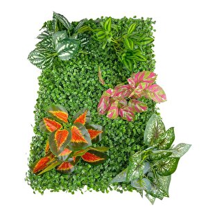Yapay Çiçek Duvar Kaplama Panel Şimşir 40*60 5demet Yeşil Bitki Dik Duvar Uygulama Çiçeği