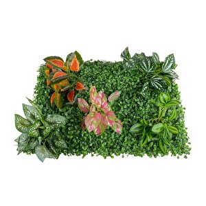 Yapay Çiçek Duvar Kaplama Panel Şimşir 40*60 5demet Yeşil Bitki Dik Duvar Uygulama Çiçeği