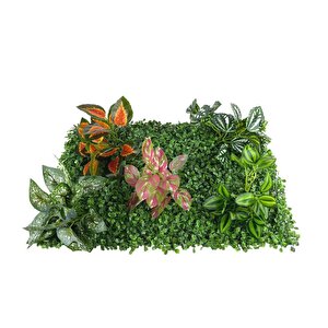 Yapay Çiçek Duvar Kaplama Panel Şimşir 40*60 5demet Yeşil Bitki Dik Duvar Uygulama Çiçeği