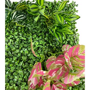 Yapay Çiçek Duvar Kaplama Panel Şimşir 40*60 5demet Yeşil Bitki Dik Duvar Uygulama Çiçeği