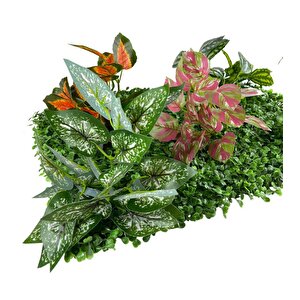Yapay Çiçek Duvar Kaplama Panel Şimşir 40*60 5demet Yeşil Bitki Dik Duvar Uygulama Çiçeği