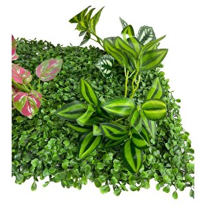 Yapay Çiçek Duvar Kaplama Panel Şimşir 40*60 5demet Yeşil Bitki Dik Duvar Uygulama Çiçeği