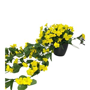 Yapay Çiçek Saksıda Sarkan Çiçek Sarı Begonvil 70*25