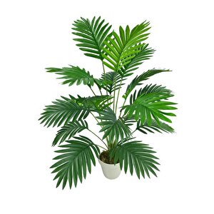 Yapay Ağaç Salon Bitkisi Areka Palmiye Krem Saksıda 83cm 18 Yaprak Plastik