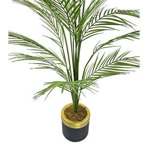 Yapay Ağaç Areka Ağacı Gold Halkalı Siyah Lüx Saksılı Palmiye Ağacı Salon Bitkisi 130 Cm 20 Yaprak