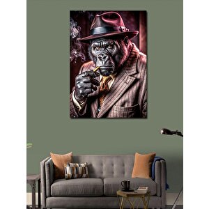 Kanvas Tablo Takım Elbiseli Goril 100x140 cm