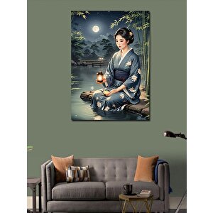Kanvas Tablo Dolunay Ve Japon Kadın