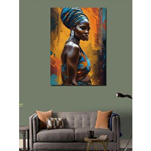 Kanvas Tablo Sarı Fon Afrikalı Kadın 70x100 cm
