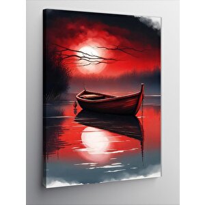 Kanvas Tablo Gün Batımı Ve Ahşap Tekne