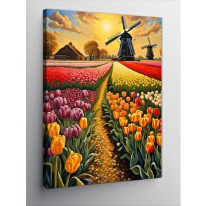 Kanvas Tablo Renkli Laleler Lale Tarlası 70x100 cm