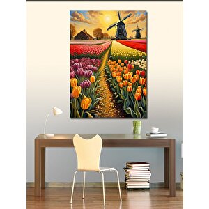 Kanvas Tablo Renkli Laleler Lale Tarlası 100x140 cm