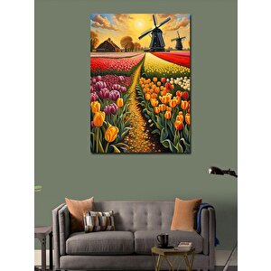 Kanvas Tablo Renkli Laleler Lale Tarlası 100x140 cm
