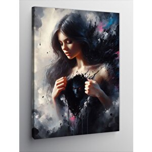 Kanvas Tablo Siyah Elbiseli Kız 70x100 cm