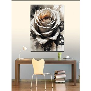 Kanvas Tablo Soyut Beyaz Gül 100x140 cm