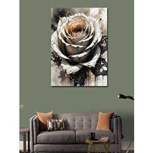 Kanvas Tablo Soyut Beyaz Gül 100x140 cm