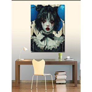 Kanvas Tablo Mavi Balonlar Ve Kız 100x140 cm
