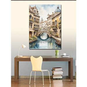 Kanvas Tablo Eski Binalar Ve Nehir Manzarası 100x140 cm