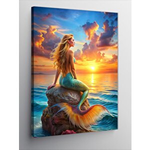 Kanvas Tablo Deniz Kızı Ve Gün Batımı 70x100 cm