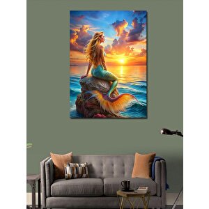 Kanvas Tablo Deniz Kızı Ve Gün Batımı 70x100 cm