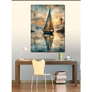 Kanvas Tablo Gün Batımı Ve Erken Kayık 70x100 cm
