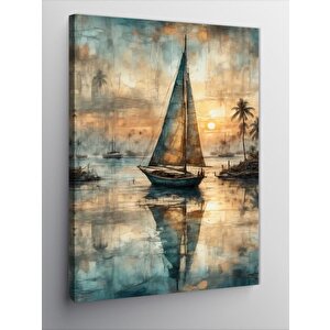 Kanvas Tablo Gün Batımı Ve Erken Kayık 100x140 cm