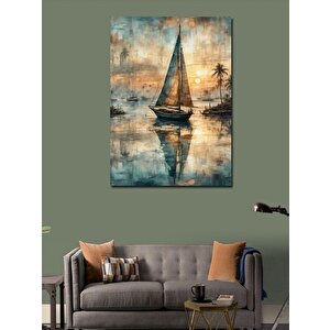 Kanvas Tablo Gün Batımı Ve Erken Kayık 100x140 cm