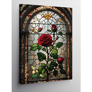 Kanvas Tablo Vitray Şeklinde Kırmızı Güller 100x140 cm