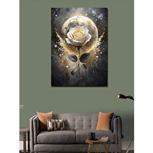 Kanvas Tablo Beyaz Gül Ve Dolunay 70x100 cm