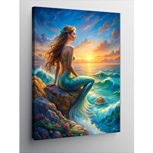 Kanvas Tablo Yeşil Deniz Kızı 70x100 cm
