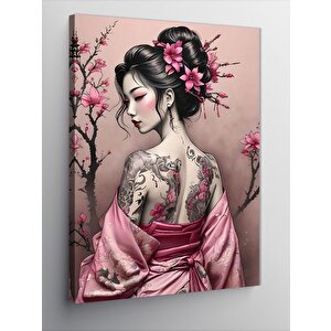 Kanvas Tablo Dövmeli Japon Kadın 70x100 cm