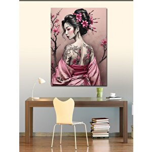 Kanvas Tablo Dövmeli Japon Kadın 70x100 cm