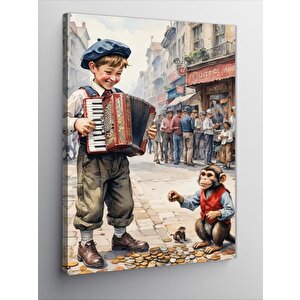 Kanvas Tablo Akordiyon Çalan Çocuk