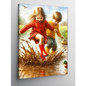 Kanvas Tablo Çamura Basan Çocuklar 100x140 cm