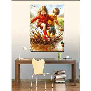 Kanvas Tablo Çamura Basan Çocuklar 100x140 cm