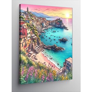 Kanvas Tablo Sahil Kasabası Ve Manzara 70x100 cm