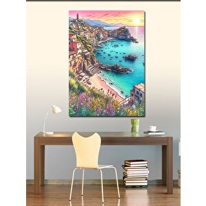 Kanvas Tablo Sahil Kasabası Ve Manzara 70x100 cm
