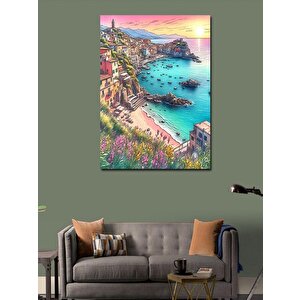Kanvas Tablo Sahil Kasabası Ve Manzara 70x100 cm
