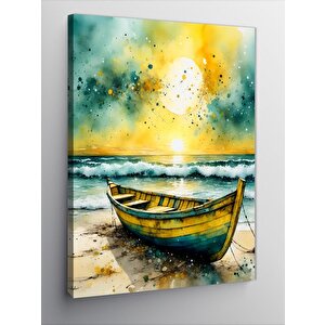 Kanvas Tablo Sahil Kenarındaki Kayık 100x140 cm