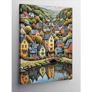 Kanvas Tablo Renkli Kasaba 100x140 cm