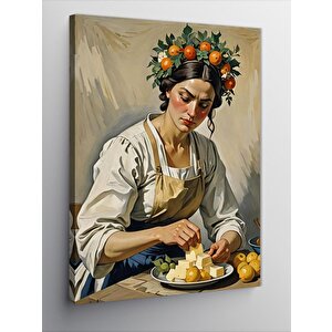Kanvas Tablo Kahvaltı Hazırlayan Kadın 70x100 cm