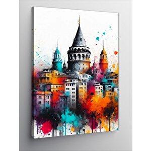 Kanvas Tablo Renkli Galata Kulesi
