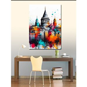 Kanvas Tablo Renkli Galata Kulesi